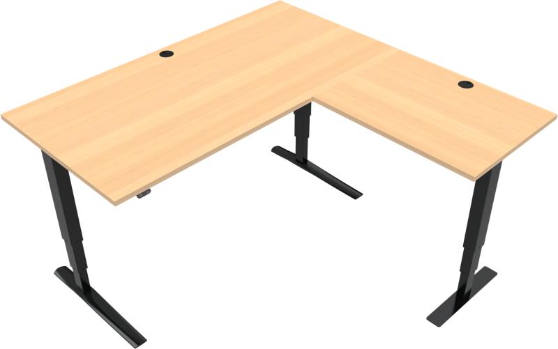 Rise Amp Rest Tre-bens Hæve- Sænkebord Firkantet Natur Sort H125x160x160 Bøg