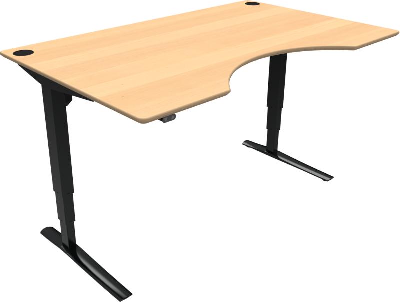 Rise Amp Rest -bens Hæve- Sænkebord Centerudskæring Natur Sort H125x160x100 Bøg