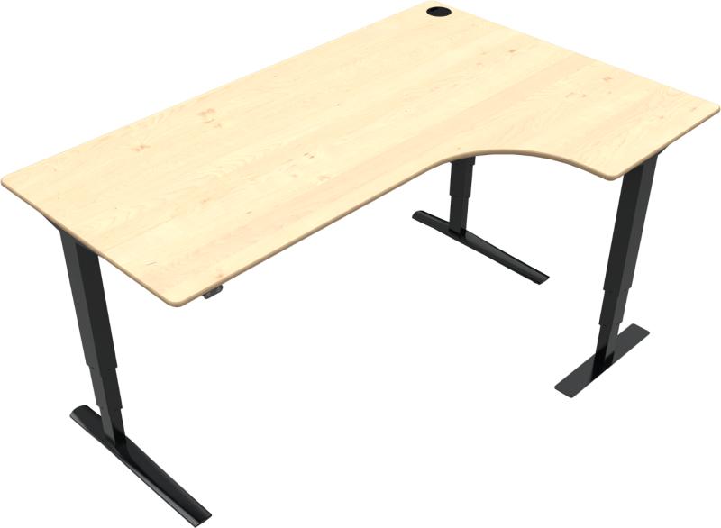 Rise Amp Rest Hæve-Sænkebord L-form - Højrevendt, Natur Sort