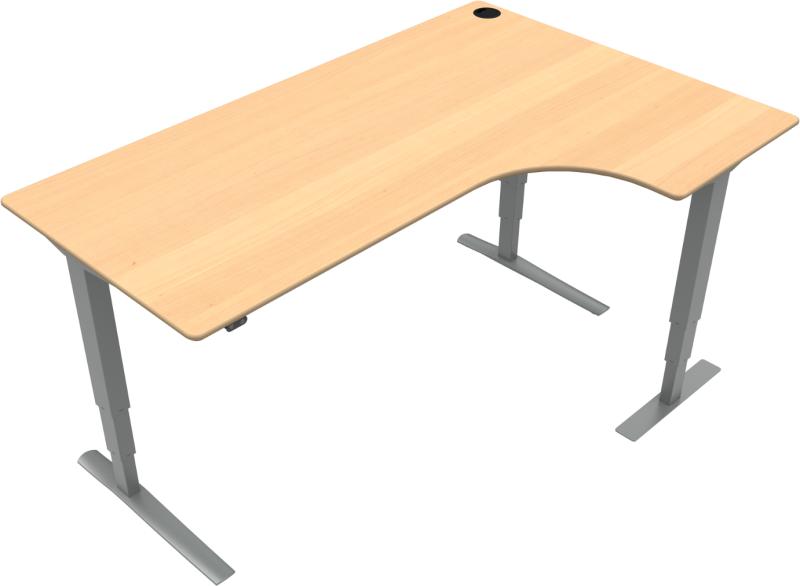 Rise Amp Rest -bens Hæve- Sænkebord -form Højrevendt Natur Sølv H125x180x120 Bøg