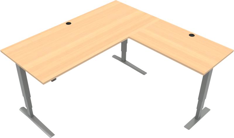 Rise Amp Rest Tre-bens Hæve- Sænkebord Firkantet Natur Sølv H125x180x180 Bøg