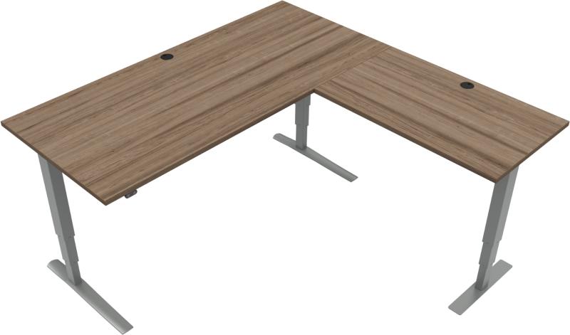 Rise Amp Rest Tre-bens Hæve- Sænkebord Firkantet Mørk Natur Sølv H125x180x180 Valnød