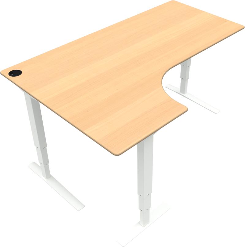 Rise Amp Rest To-bens Hæve-Sænkebord - L-form i Natur Hvid