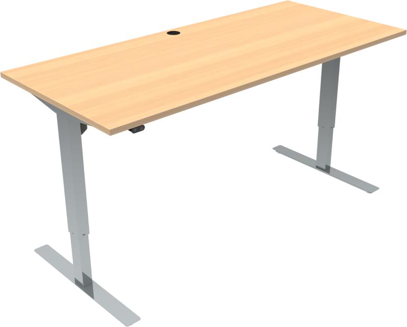 To-bens Hæve-/Sænkebord i Natur Krom - Firkantet Design