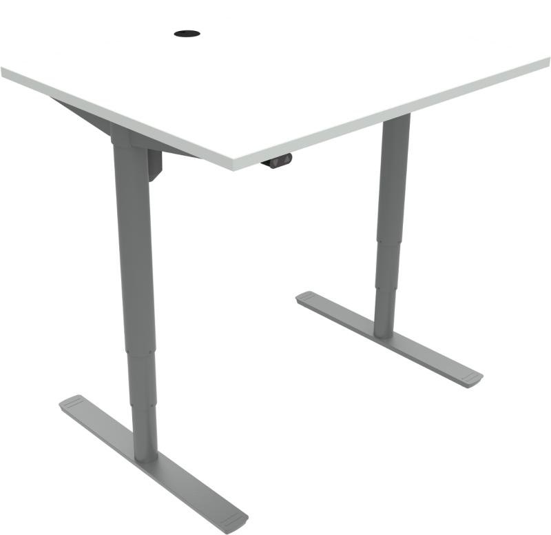 To-bens Hæve-Sænkebord i Hvid og Sølv - Komfortabelt Design