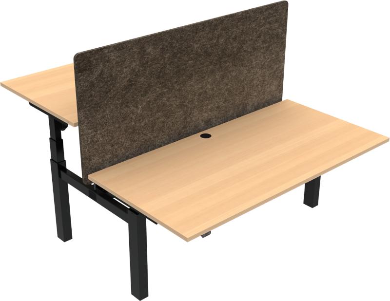 Omnilift   -bens Hæve- Sænkebord  Firkantet  Natur Sort  H125x160x80    Bøg