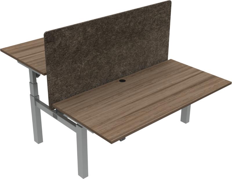 Omnilift   -bens Hæve- Sænkebord  Firkantet  Mørk Natur Sølv  H125x160x80    Valnød