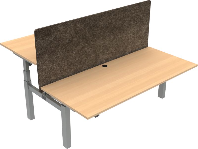 Omnilift   -bens Hæve- Sænkebord  Firkantet  Natur Sølv  H125x180x80    Bøg