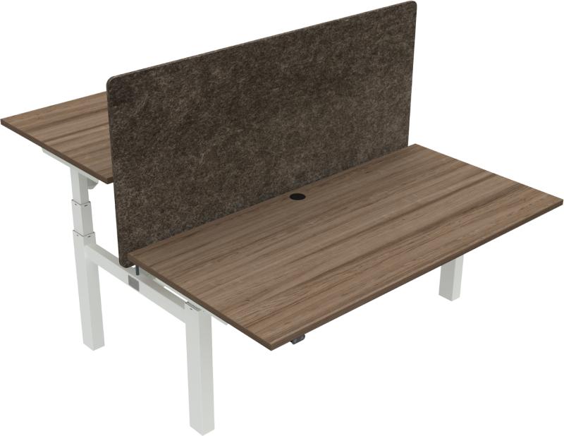 Omnilift   -bens Hæve- Sænkebord  Firkantet  Mørk Natur Hvid  H125x160x80    Valnød