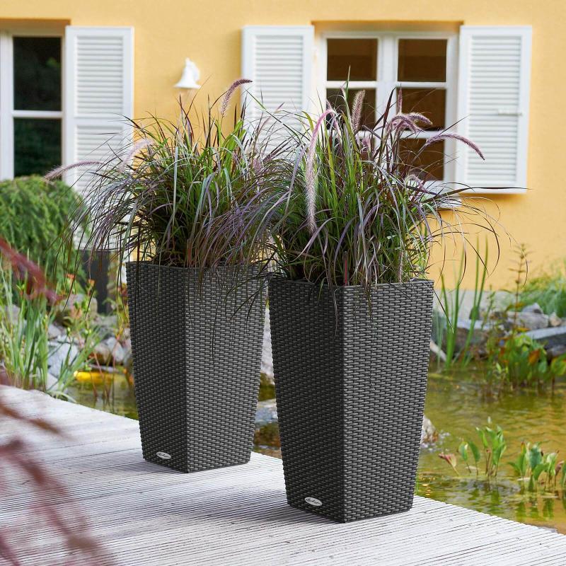 Lechuza Cubico Cottage Udendørs Krukke Til Blomster Med Selvvandingssystem Granit 30x30xh56