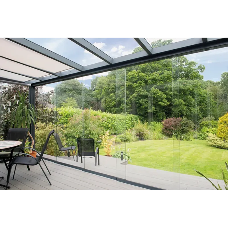 Glas Skydedørs System i Alu med Antrasit Glas 482x228 cm