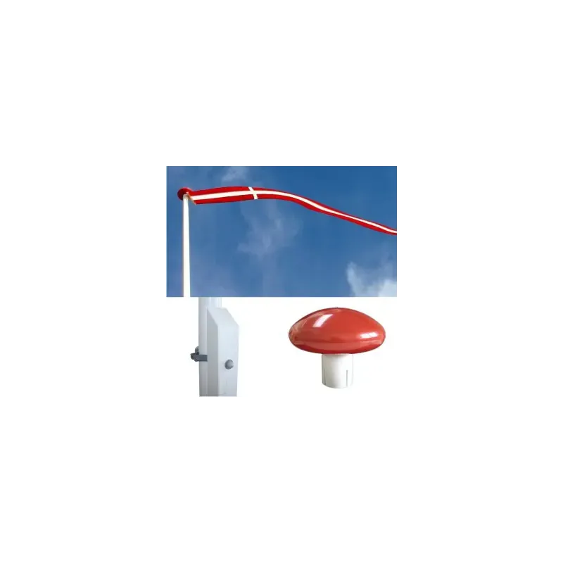 Glasfiberflagstang med hvid egestøtte og beslag - 6 meter