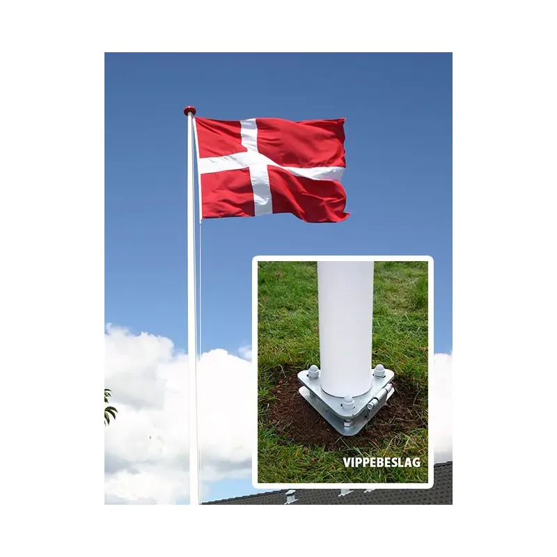 Glasfiberflagstang med vippebeslag - 10 meter tilbud!