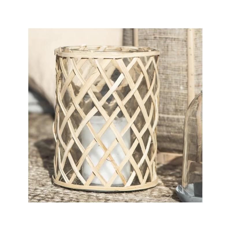 Glasstage med bambusflet fra Ib Laursen - H: 19,5 cm