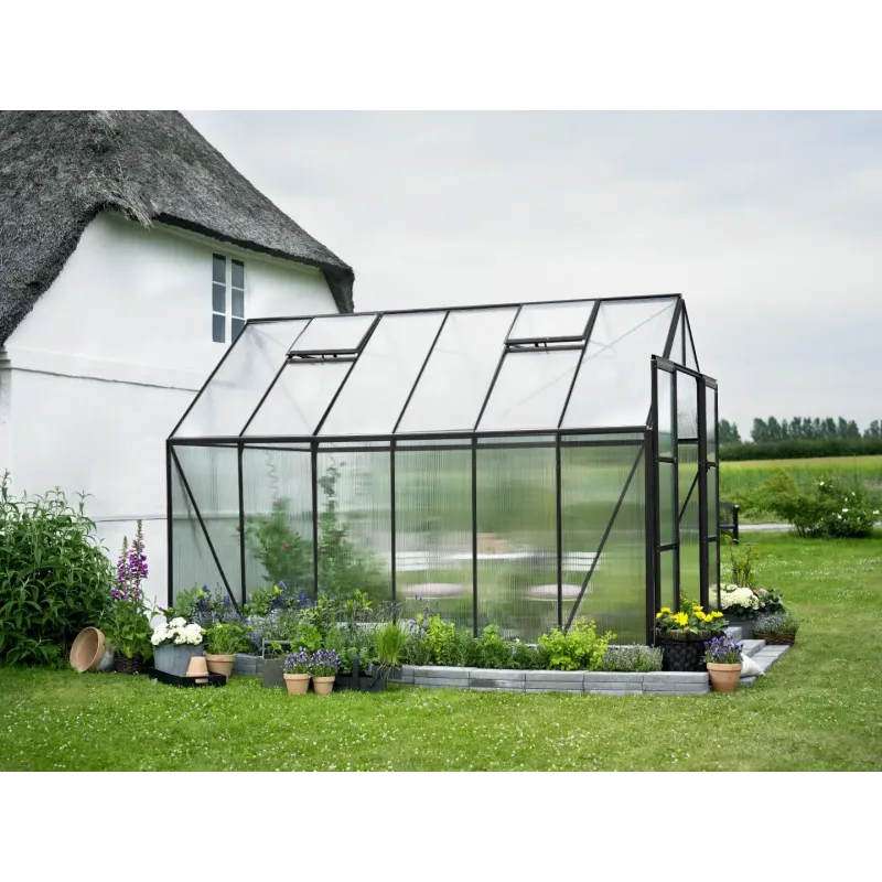 Halls Drivhus Magnum 128 - Sort Poly med Dobbelt Skydedør