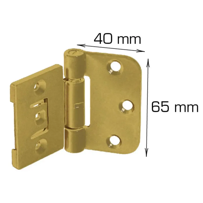 Indstikshængsel 40x65 mm Gulkromat - Justerbart til Hegn