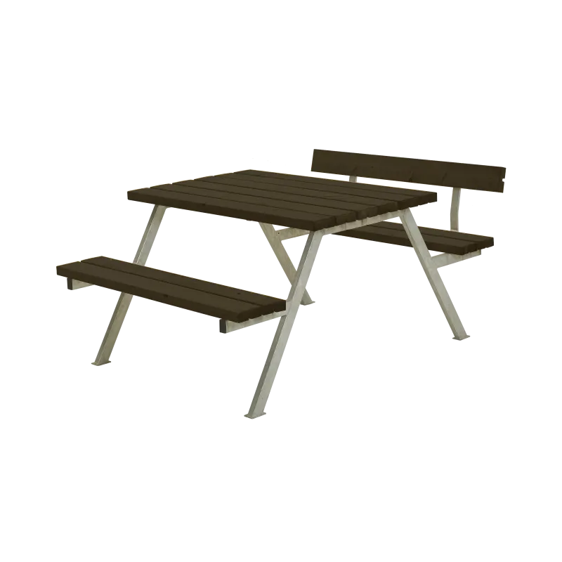 Plus Alpha Bordbænkesæt med Ryglæn - Sort 118 cm