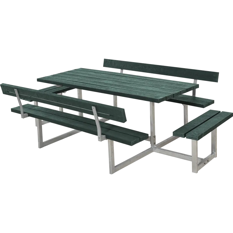 Plus Basic Bord Bænkesæt med Ryglæn - Grøn 260 cm