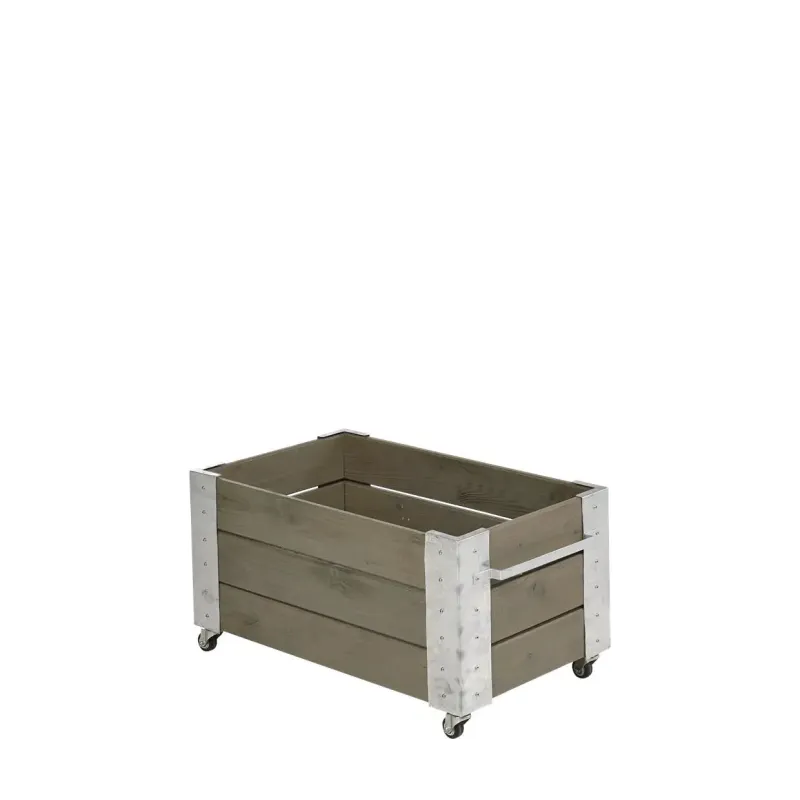 Plus Cubic Blomsterkasse med Hjul - Gråbrun 87x50x45cm