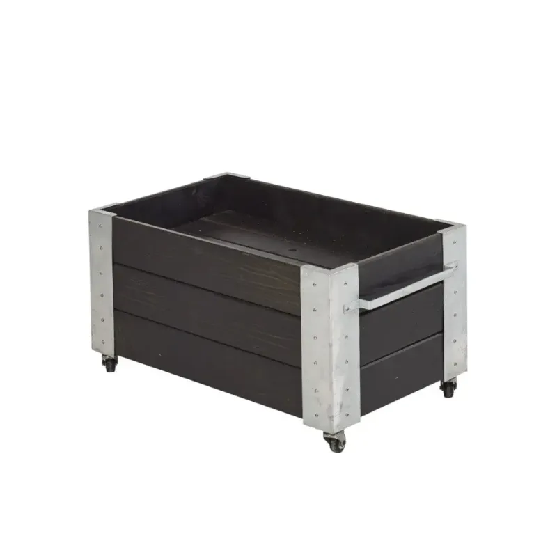 Plus Cubic Blomsterkasse med Hjul - Sort 87x50x45cm