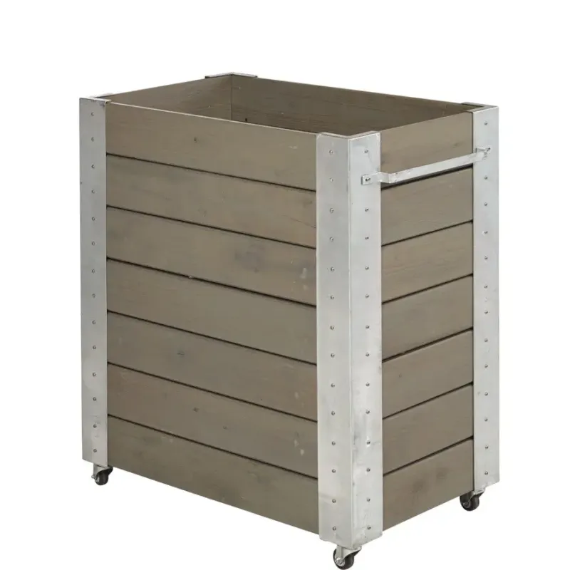 Plus Cubic Blomsterkasse 87x50x95cm   Hjul Gråbrun 18241-18