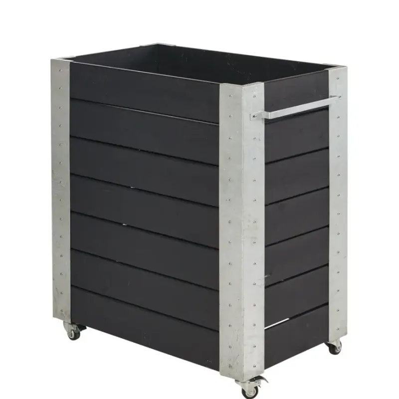 Plus Cubic Blomsterkasse med Hjul - Sort 87x50x95 cm