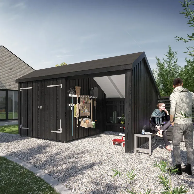 Plus Multi Havehus 10,5 m² med Dobbeltdør og Tagpap