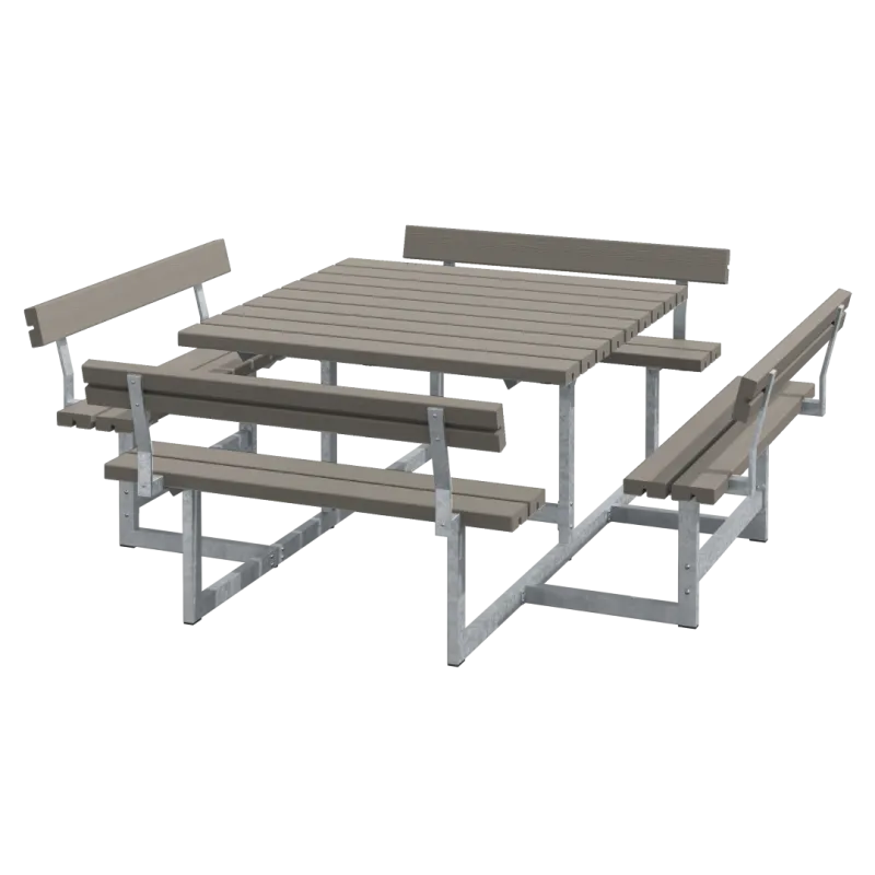 Plus Picnic Bordbænkesæt med Ryglæn - Gråbrun 224 cm