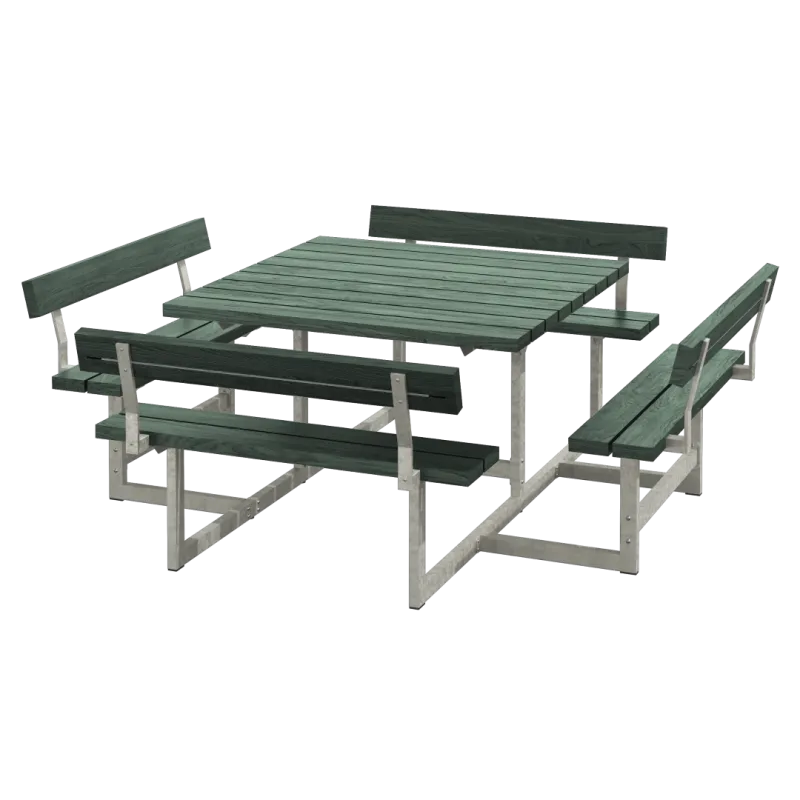 Plus Picnic Bord Bænkesæt med Ryglæn - Grøn 224 cm