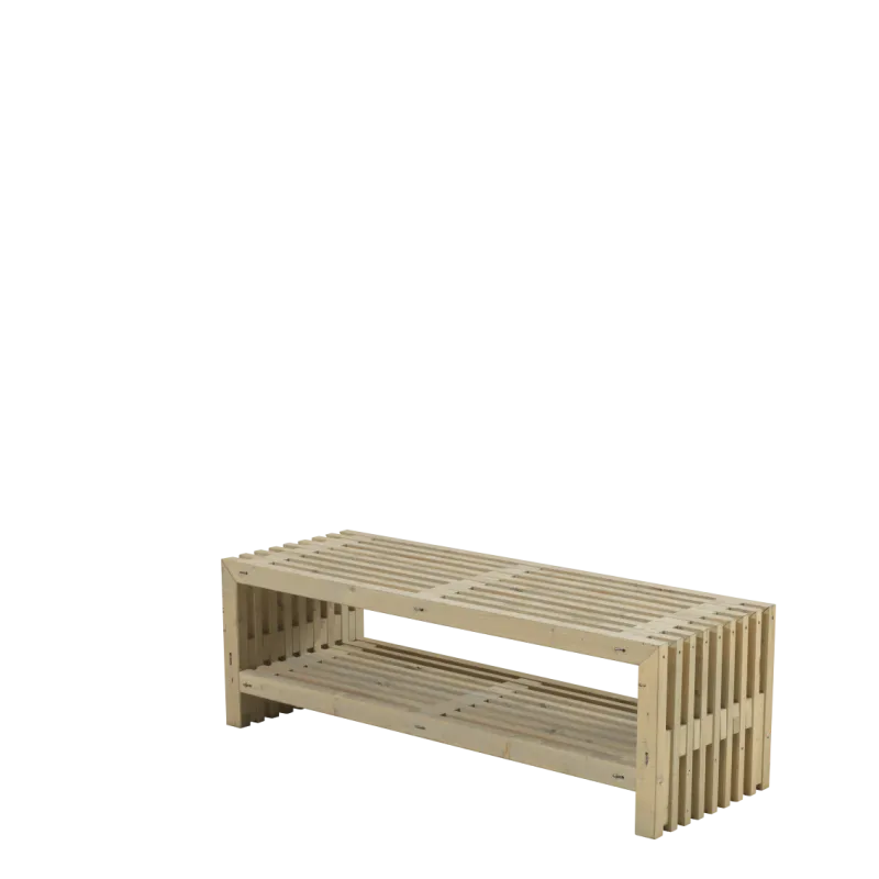 Plus Rustik Trallebænk Design 138x49x45cm   Hylde -drivtømmerfarve