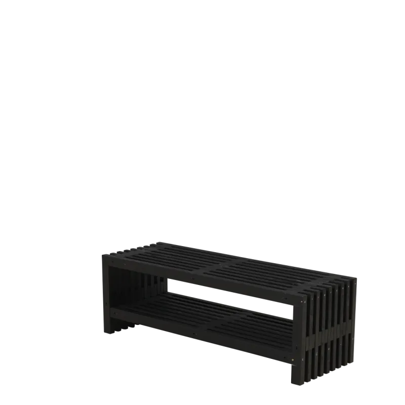 Plus Rustik Trallebænk med Hylde - Sort 138x49x45 cm