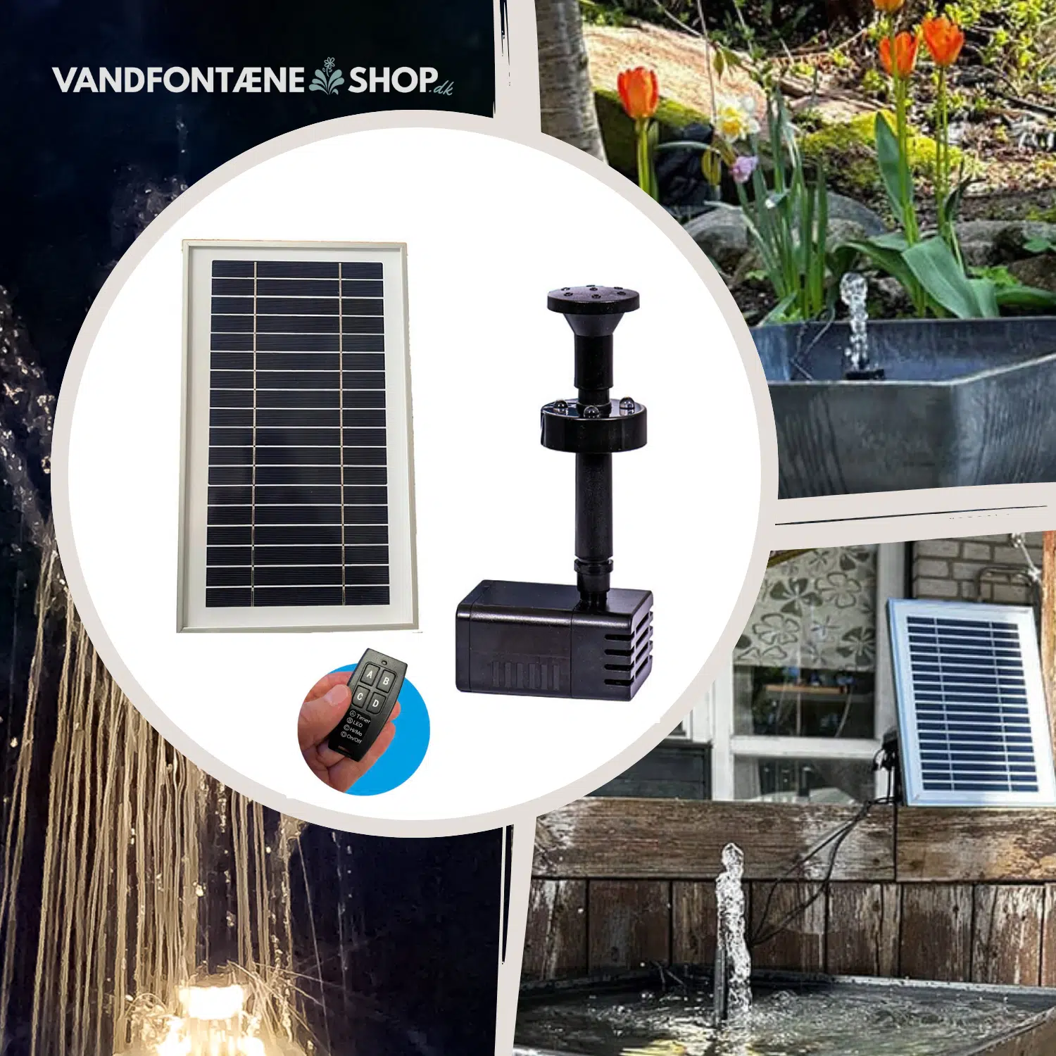 Solcellepumpe 250        Led Lys   Batteri