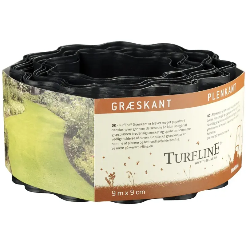 Turfline Græskant 9cm x 9m - Sort til Haven