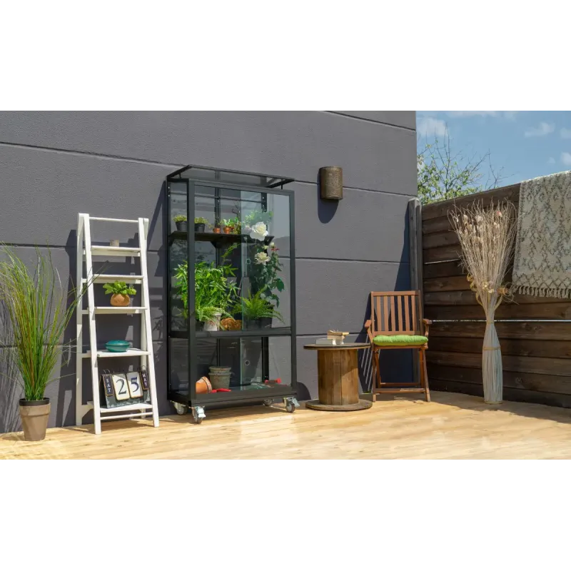 Vitavia Urban Sort Drivhus med Hærdet Glas og Hjul