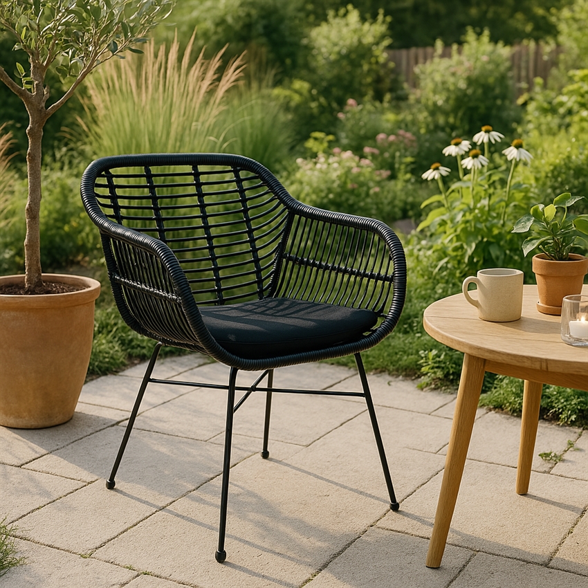 Nordstjerne Fletstol   Sort Polyrattan    Hynde