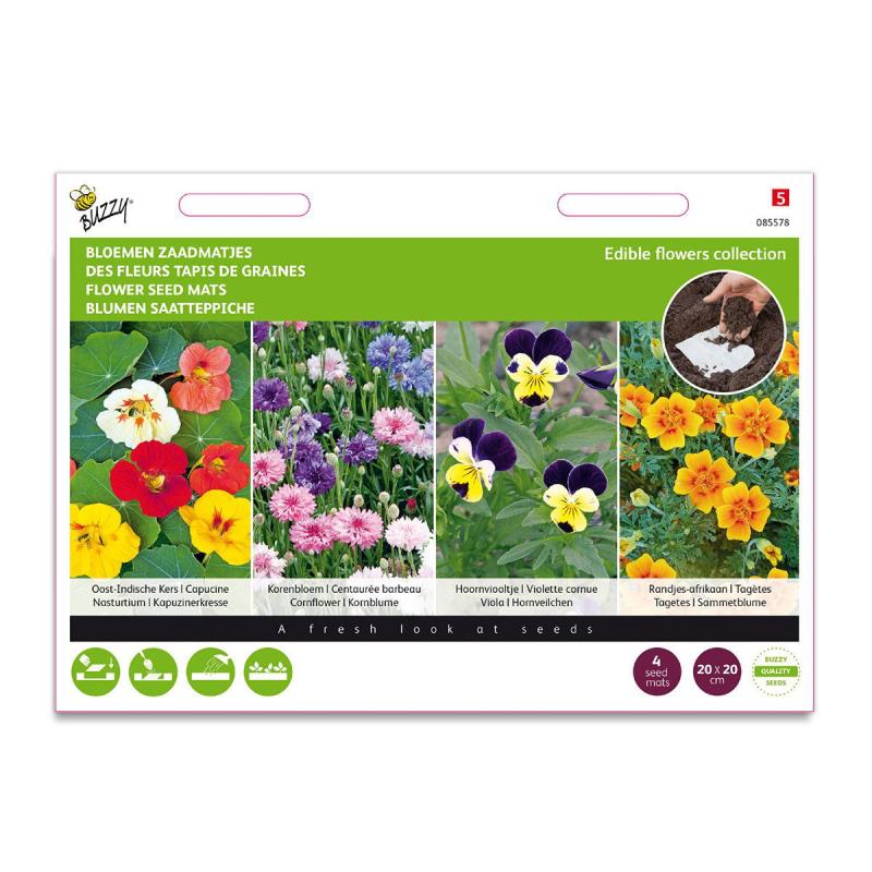Spiselige Blomsterfrø Såmåtter fra Buzzy - 4 Varianter