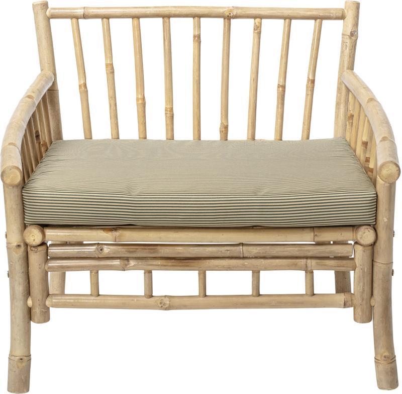 Udendørs Loungestol Havestol Bloomingville Sole   Bambus Med Sandfarvet Polyesterpude H75   B77   L80
