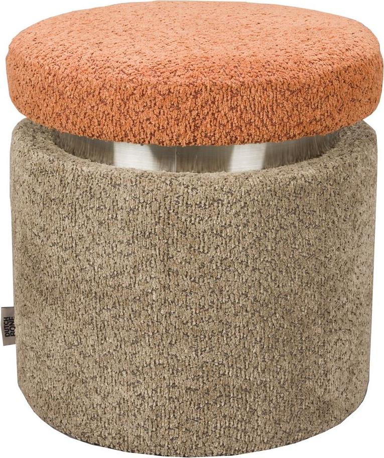Skammel Dutchbone Sen Taburet Nougat Bouclé Polstret Mdf Stål ø39 H40