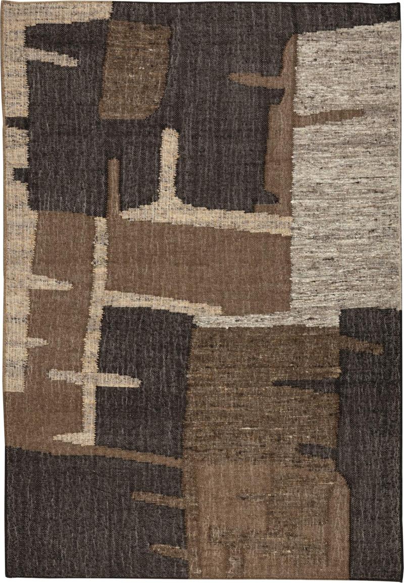 Gulvtæppe Dutchbone Briton 200x300   Mudderbrun Håndvævet Uld   Jute