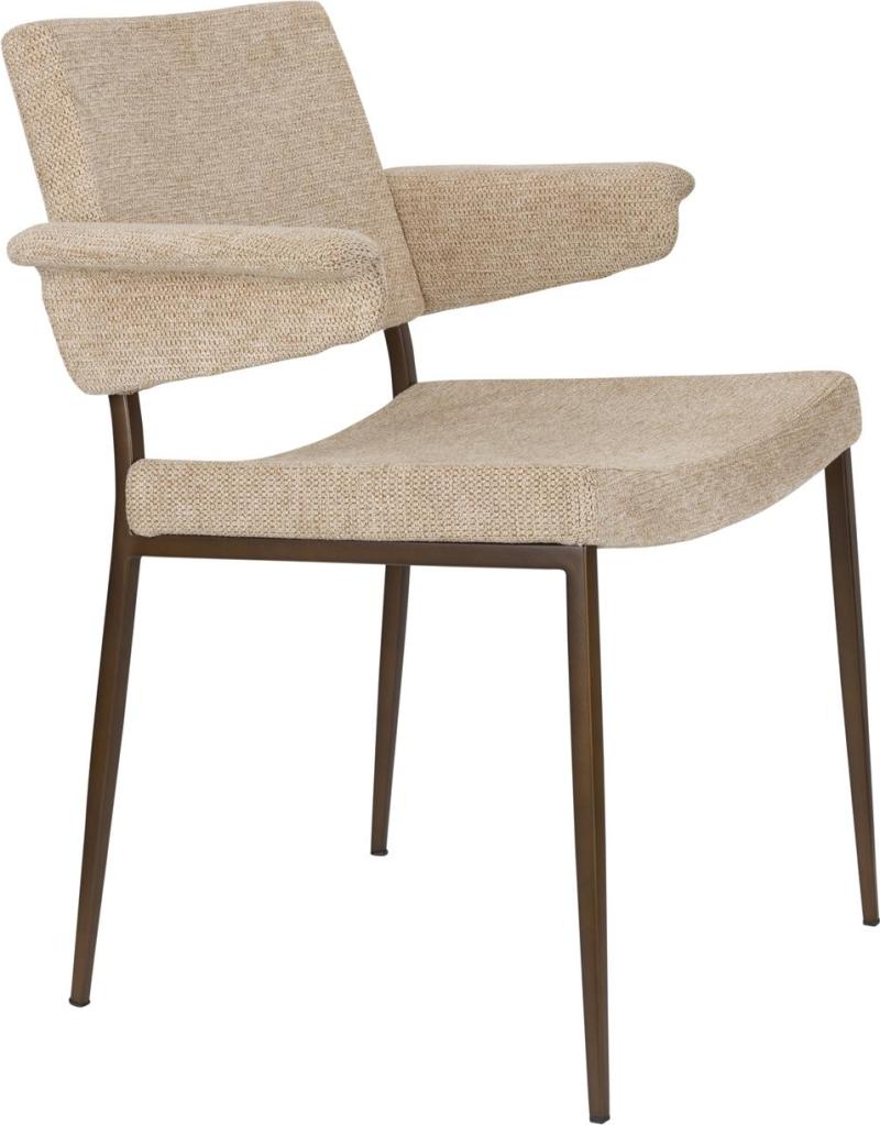 Spisebordsstol Med Armlæn Dutchbone Portland   Stenlysgrå Polyester Med Antikfinish Stålben