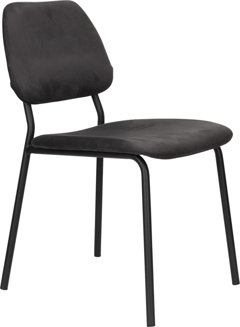 Spisebordsstol Dutchbone Darby Vintage-inspireret Askegrå Polstret Stof Sort Krydsfinerstel
