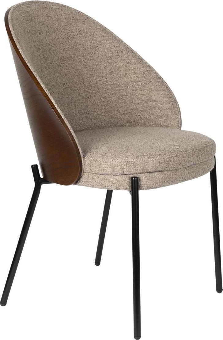 Elegant spisebordsstol i stengrå med valnød og metalben