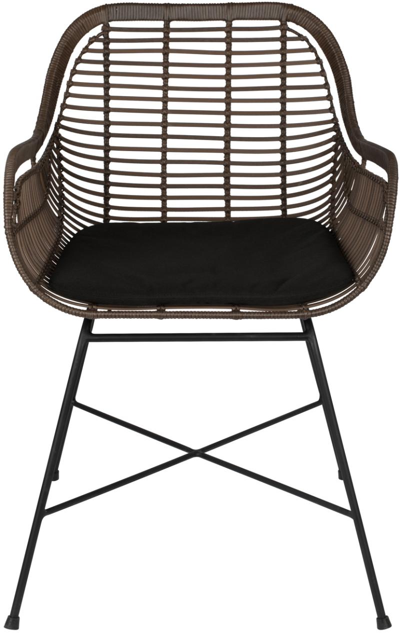 Elegant spisebordsstol med armlæn i antracit rattan