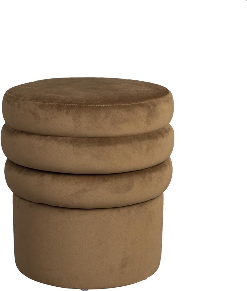 Skammel Pouf Dutchbone Aditi Mudderbrun Polyesterstof ø40   H44