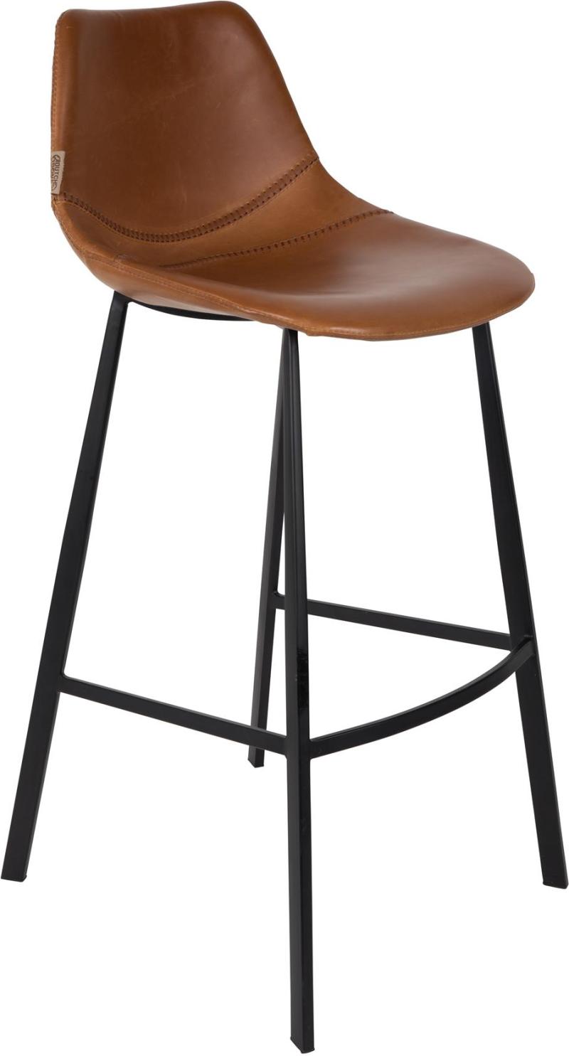 Barstol Dutchbone Franky Vintage   Kaffe  -læder Med Sort Stålstel H106