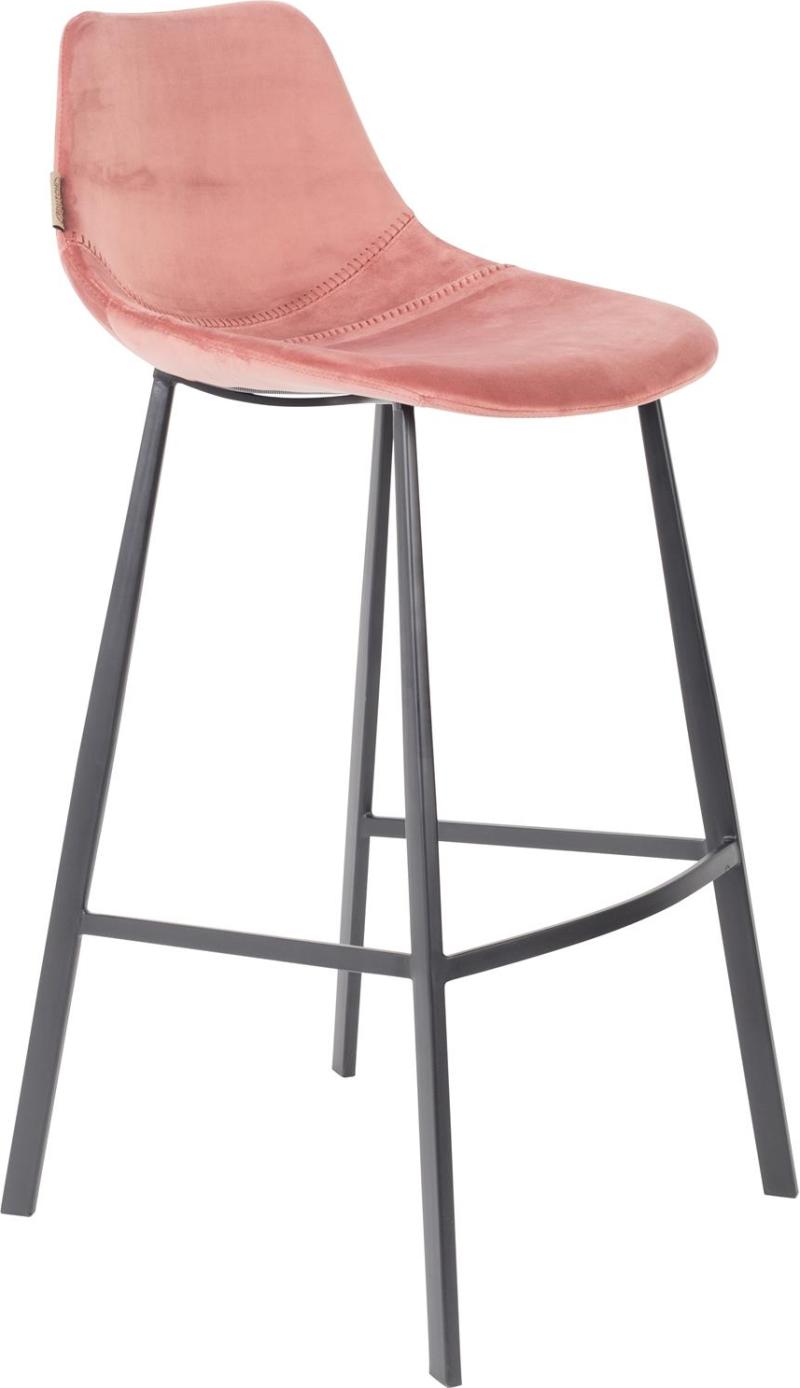 Barstol Franky fra Dutchbone i støvet rosa med sort stel