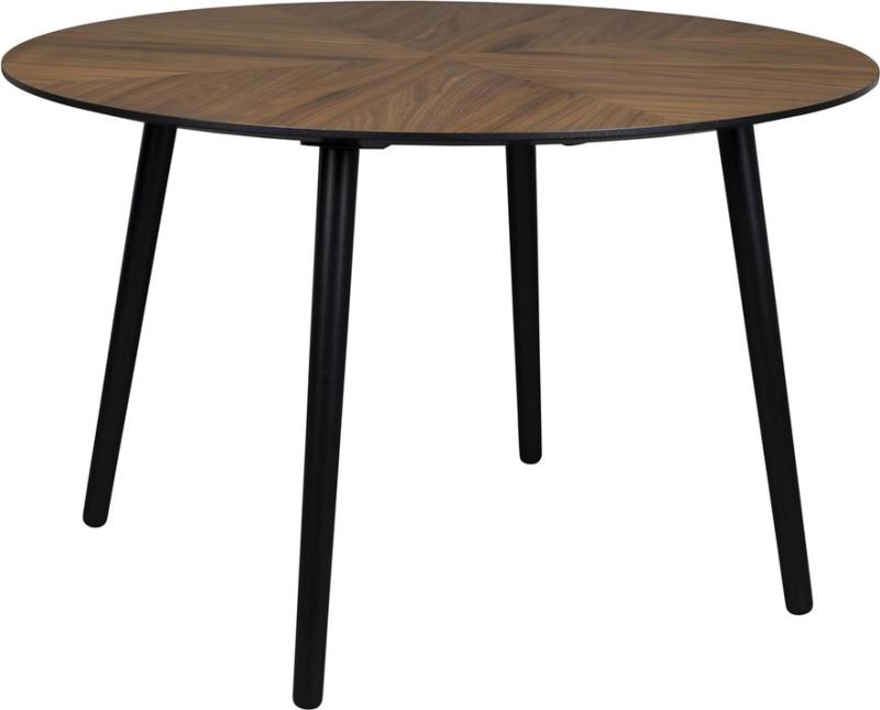 Rundt Spisebord Dutchbone Clover ø120   Valnødfiner Lakeret Finish Gummitræsben Mørk Natur Vintage