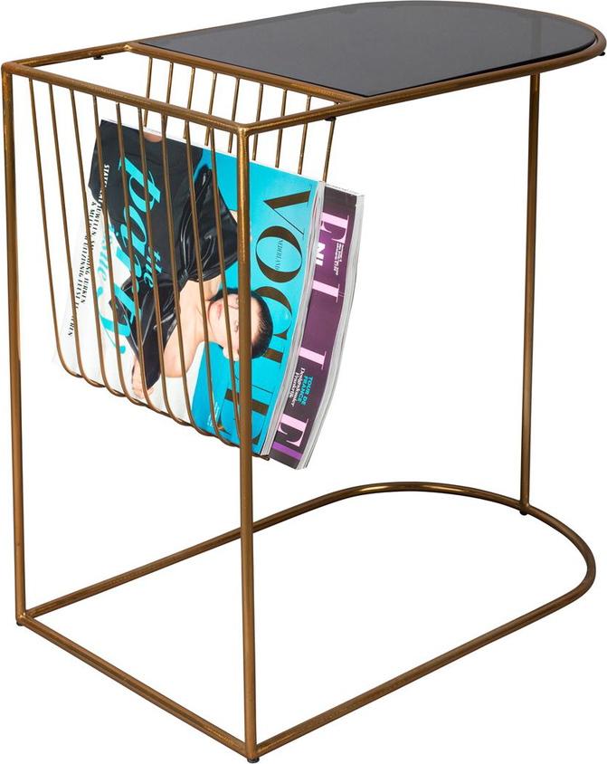 Elegant Eileen Sidebord med Glasplade og Guld Stel