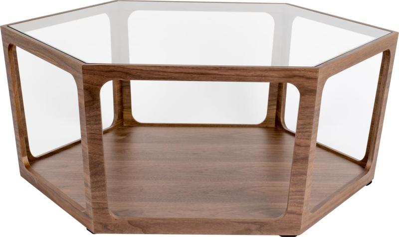 Sofabord Dutchbone Sita Sekskantet Glas Valnødefiner Lysgrå 34x92 5x80