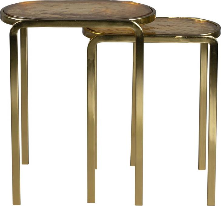 Elegant Sidebordssæt i Brungrå Aluminium med Glas